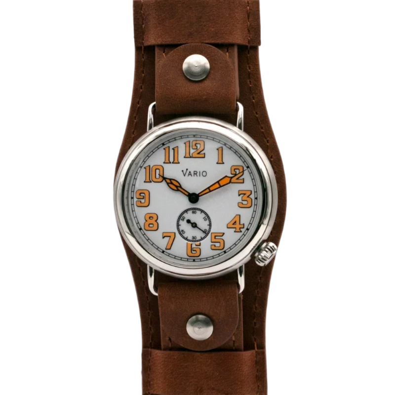 Vario 1918 Trench Witte Wijzerplaat Oranje Lume 