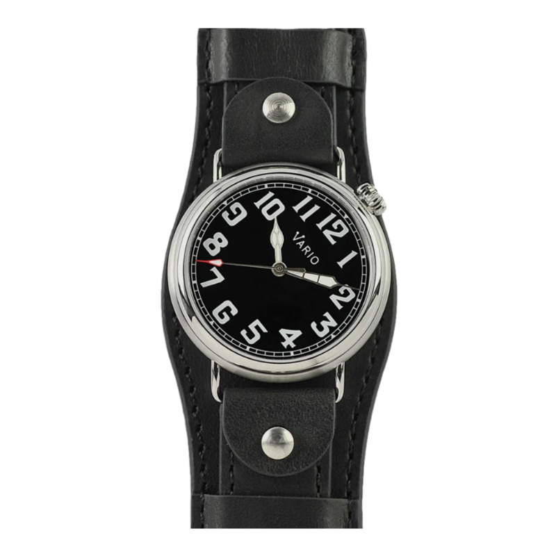 Vario 1918 Pilot horloge met zwarte wijzerplaat en witte lume