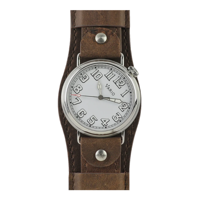 Vario 1918 Pilot horloge met witte wijzerplaat en witte lume