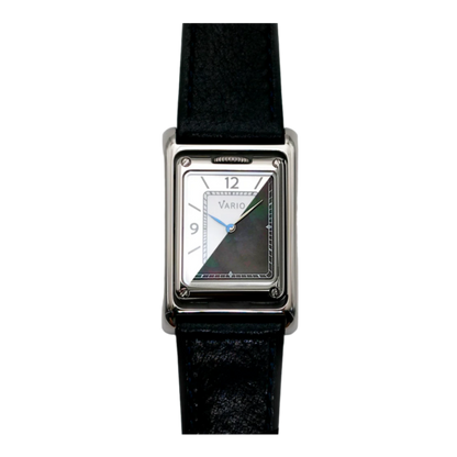 Vario VERSA Reversible Dual Time Zilver-Zwart Parelmoer Horloge