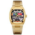 Golden Tonneau Case TV Dial Day-date Calendar Couple's Watch 34mm/30mm