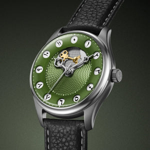 OLTO-8 Chrono Gate Olive Green - Middle Eastern Numerals in Titanium