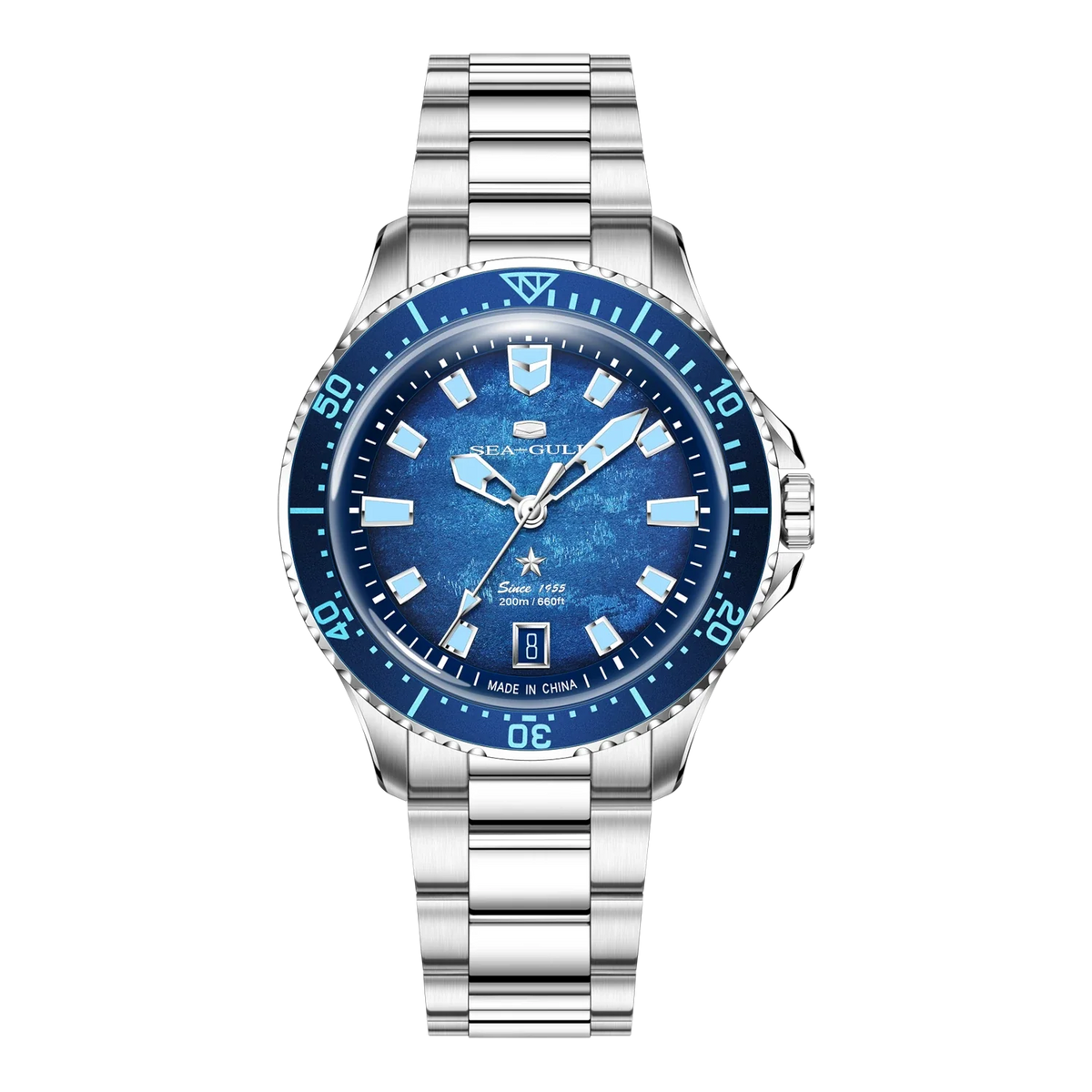 Ocean Series 200m Metallic Gradient Dial Calendar Dive Watch 39mm