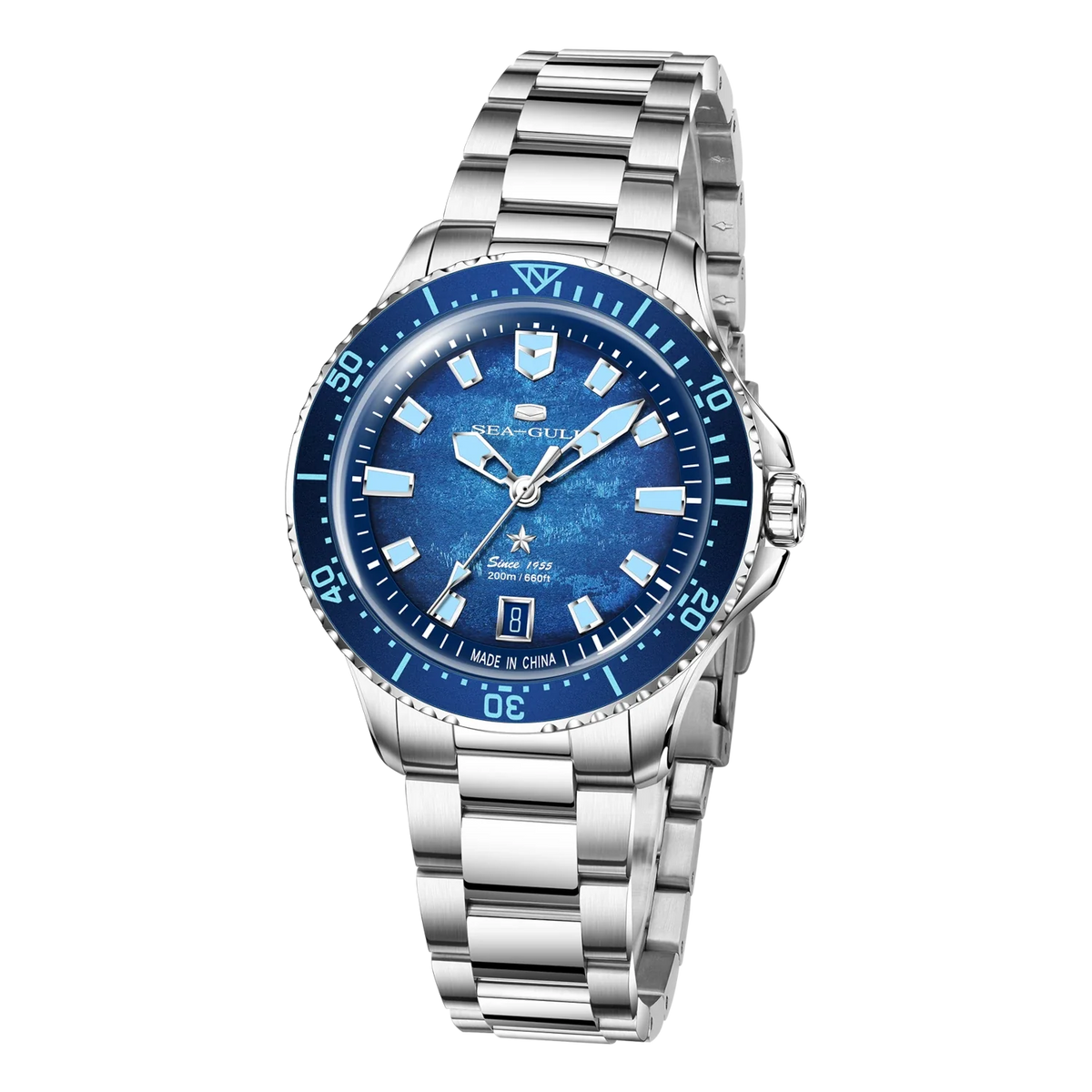 Ocean Series 200m Metallic Gradient Dial Calendar Dive Watch 39mm