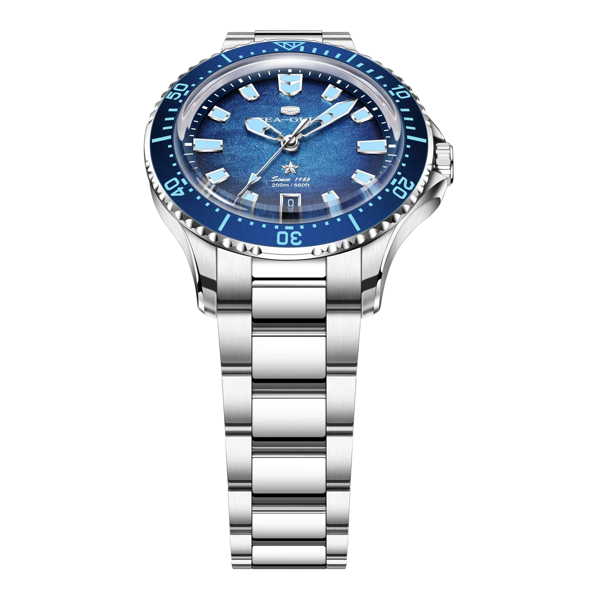 Ocean Series 200m Metallic Gradient Dial Calendar Dive Watch 39mm