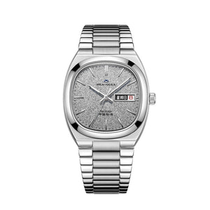 Gray TV Dial Snowflake Texture Tonneau Case Watch 36mm