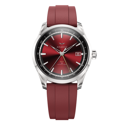 L'Odyssée - Automatic GMT Watch - Rouge Bordeaux