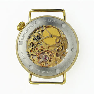 Vario 1918 Pilot horloge met messing crèmekleurige wijzerplaat en oranje lume