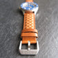 Diamanten gewatteerde cognac leren armband