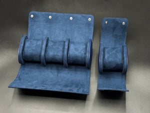 Blauwe leren horlogekast