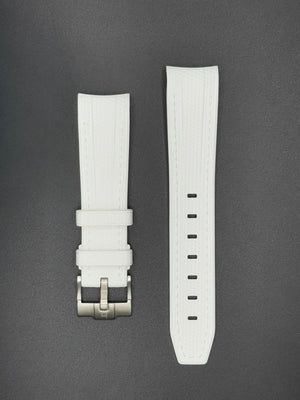 Witte rubberen band met witte stiksels voor MoonSwatch- en Omega-horloges