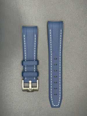 Marineblauwe rubberen band met witte stiksels voor MoonSwatch- en Omega-horloges