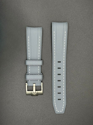 Grijze rubberen band met witte stiksels voor MoonSwatch- en Omega-horloges