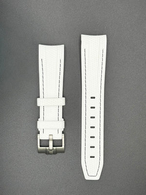 Witte rubberen band met zwarte stiksels voor MoonSwatch- en Omega-horloges