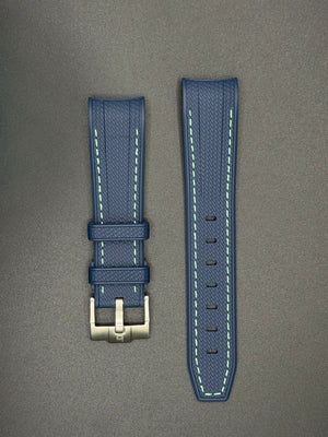 Marineblauwe rubberen band met witte stiksels voor MoonSwatch- en Omega-horloges