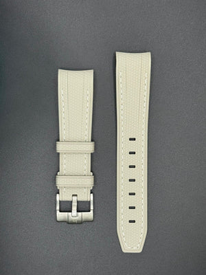Off-white rubberen band met witte stiksels voor MoonSwatch- en Omega-horloges