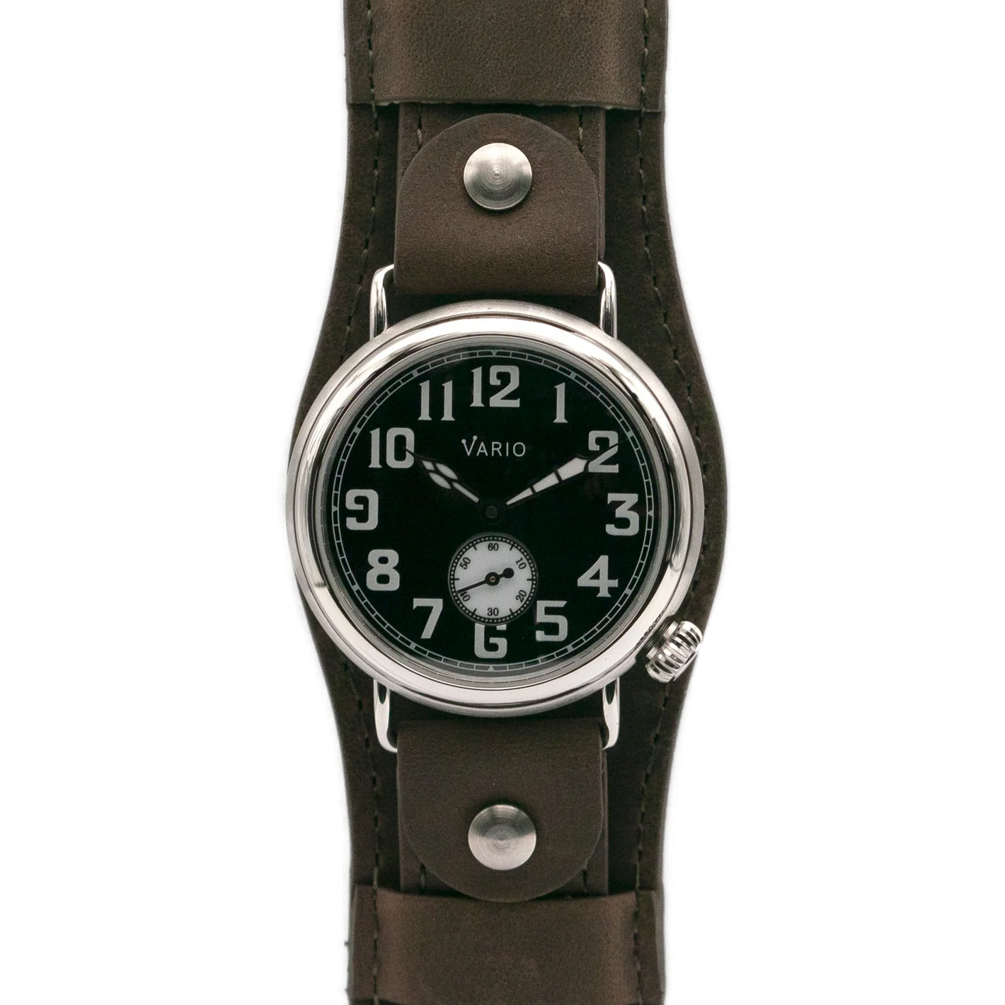 Vario 1918 Trench à cadran noir et luminescent blanc