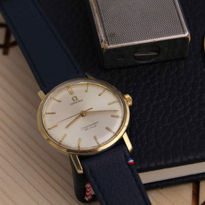 SAINT BRIAC marineblauwe leren horlogeband