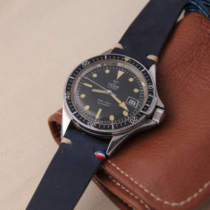 BREST marineblauwe leren horlogeband 