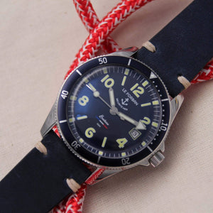 PLOUGASTEL marineblauwe leren horlogeband 