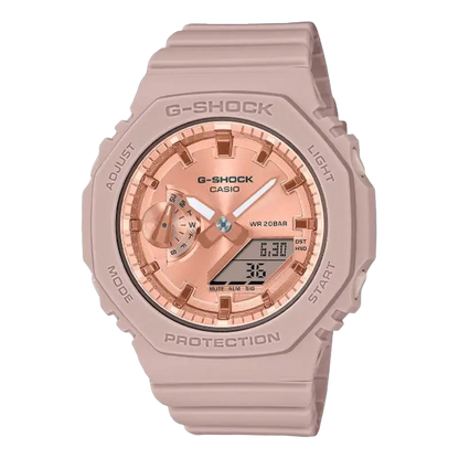 S-serie horloge met roze gouden metalen wijzerplaat GMA-S2100MD-4AER 