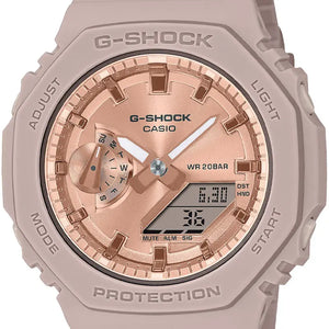 S-serie horloge met roze gouden metalen wijzerplaat GMA-S2100MD-4AER 